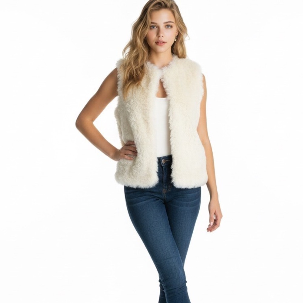 Gi Sono‎ Faux Fur Vest Cream M M Cozy Chic Layering Essential